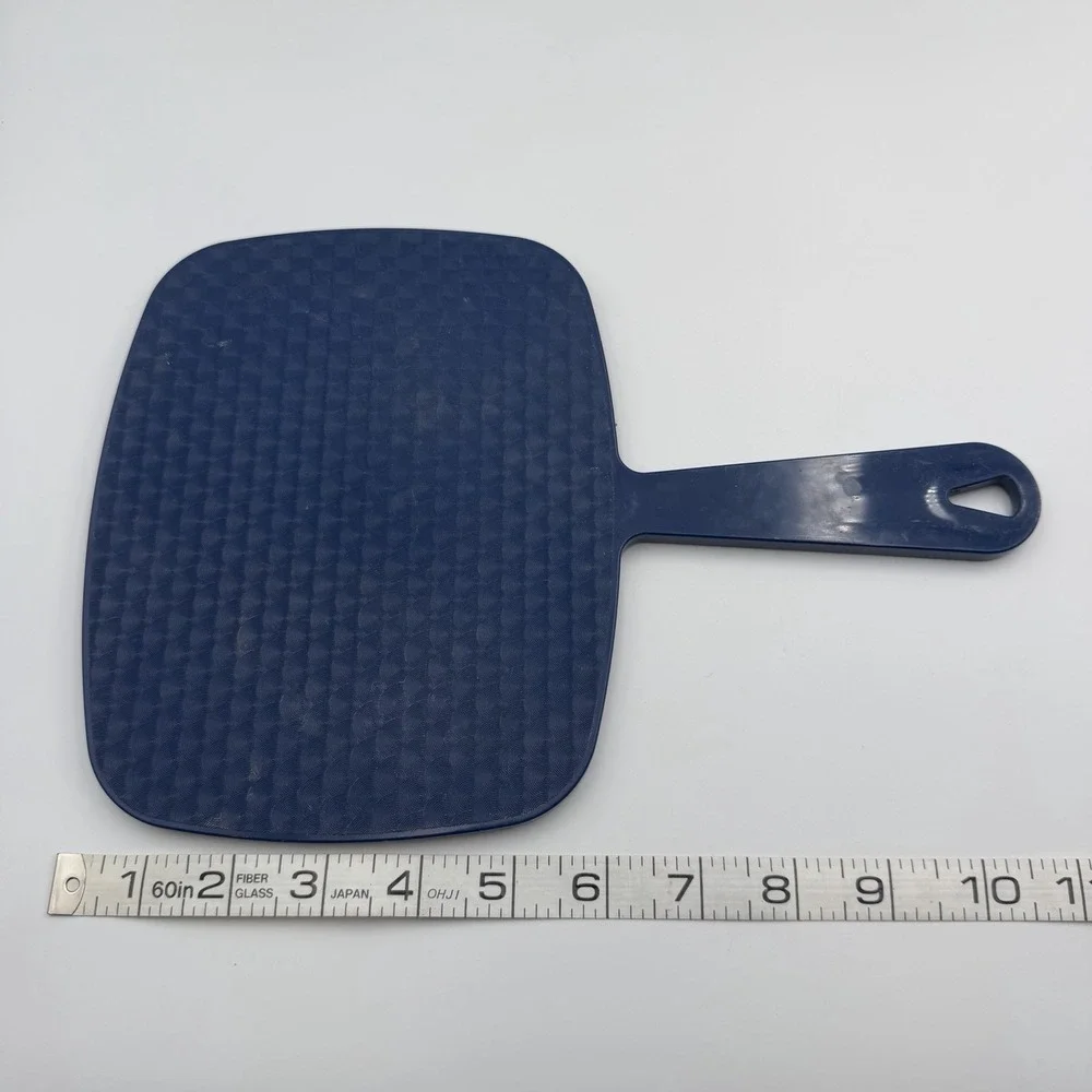 Vintage GOODY Handheld Vanity Mirror Extra‎ Large Blue Plastic Salon